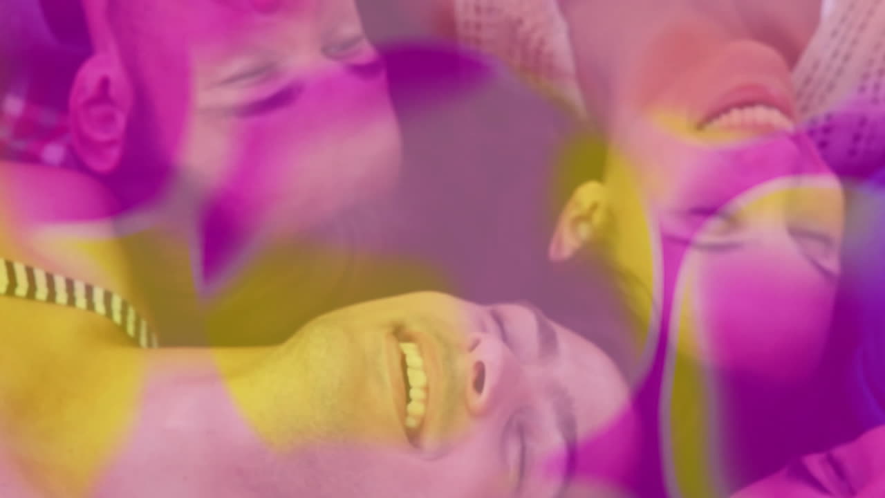 In school, animation overlay with people smiling and relaxing in background