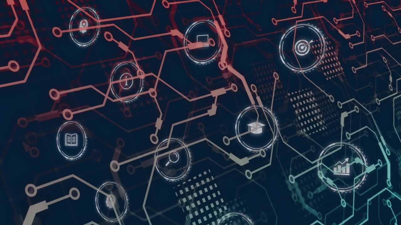 animación de la red de conexiones con íconos sobre íconos de negocios