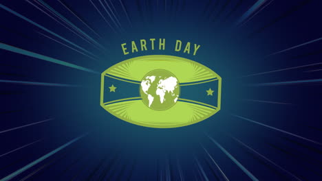 animation of earth day and globe on dark blue background