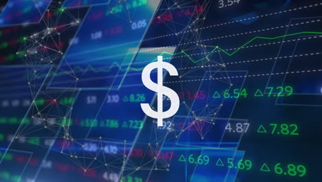 animación del símbolo del dólar sobre el procesamiento de datos