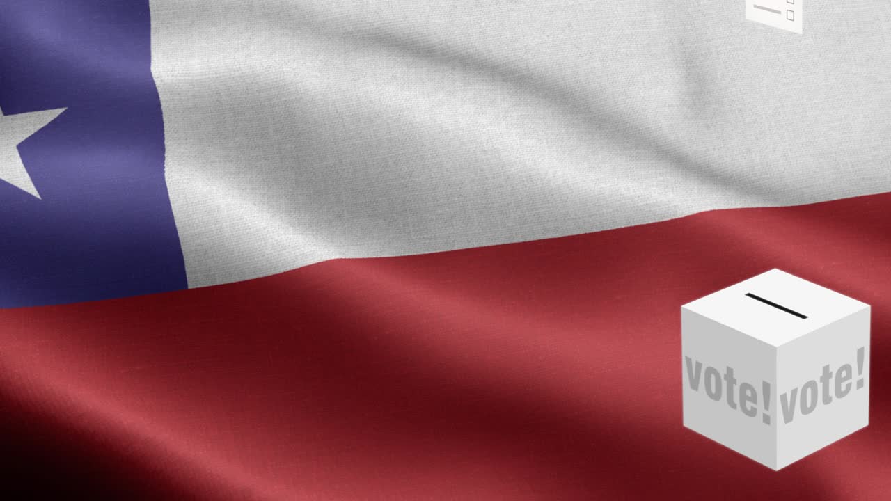 표는 칠레를 선택하기 위해 상자에 날아갑니다. - 발 앞에 있는 투표 상자. - 선거. - 투표. - 칠레의 발. - 킬레의 국기. - 높은 세부 사항. - 국가 발 칠레 파동 패턴. - 루프 가능한 요소. - 직물 질감과 끝없는 루프. - 수직 발