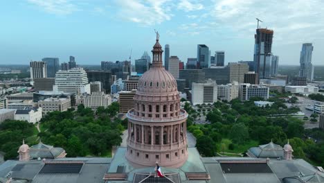 texas state capitol dome and austin urban city skyline