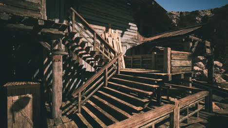 old wooden building with stairs