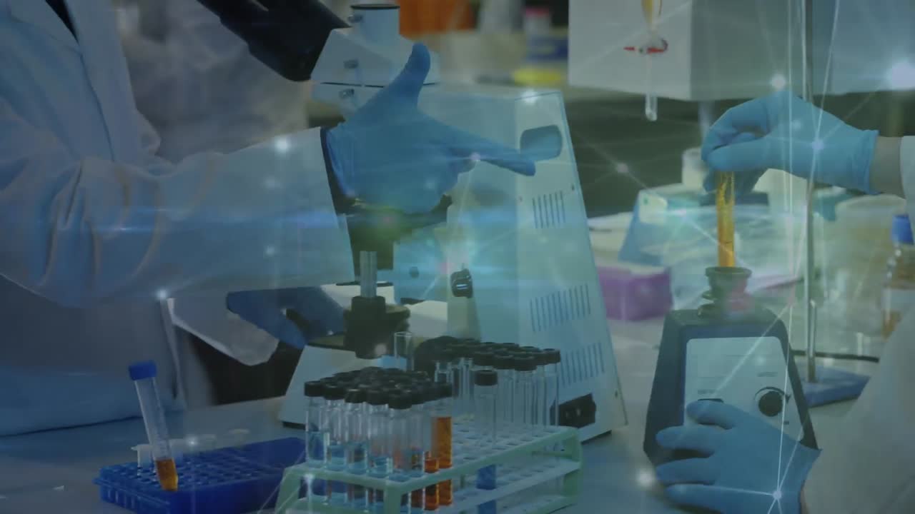 animación de la red de conexiones entre diversos científicos en el laboratorio