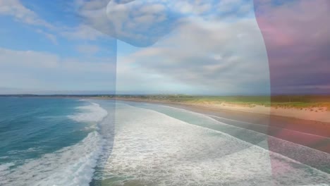 animación de la bandera de italia ondeando sobre el paisaje marino