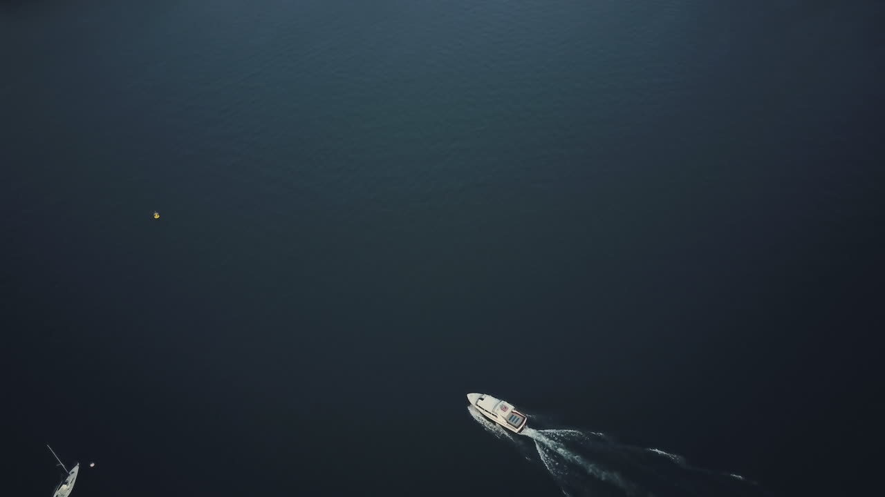 Aerial View of a Yacht on the Water