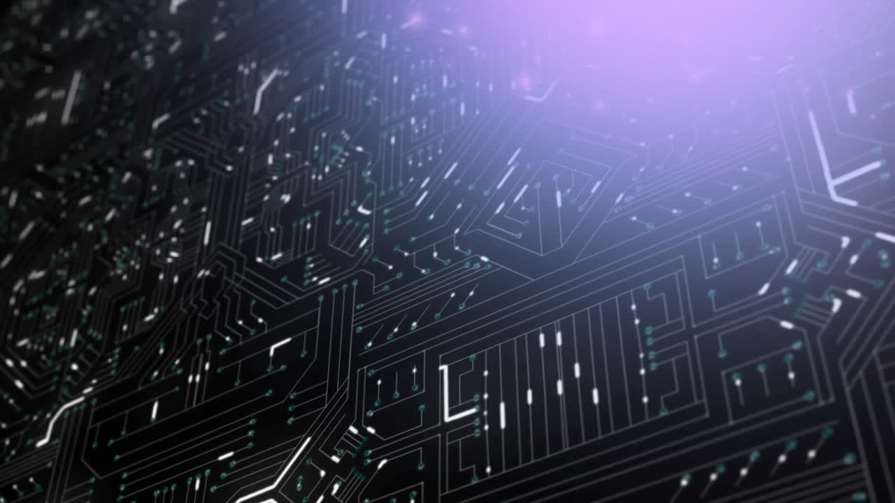 Glowing computer circuit and pink light