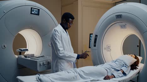 doctor performing mri scan