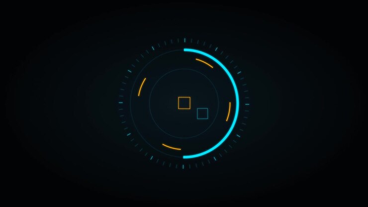 Futuristisk digital HUD-grænseflade med roterende cirkulære elementer