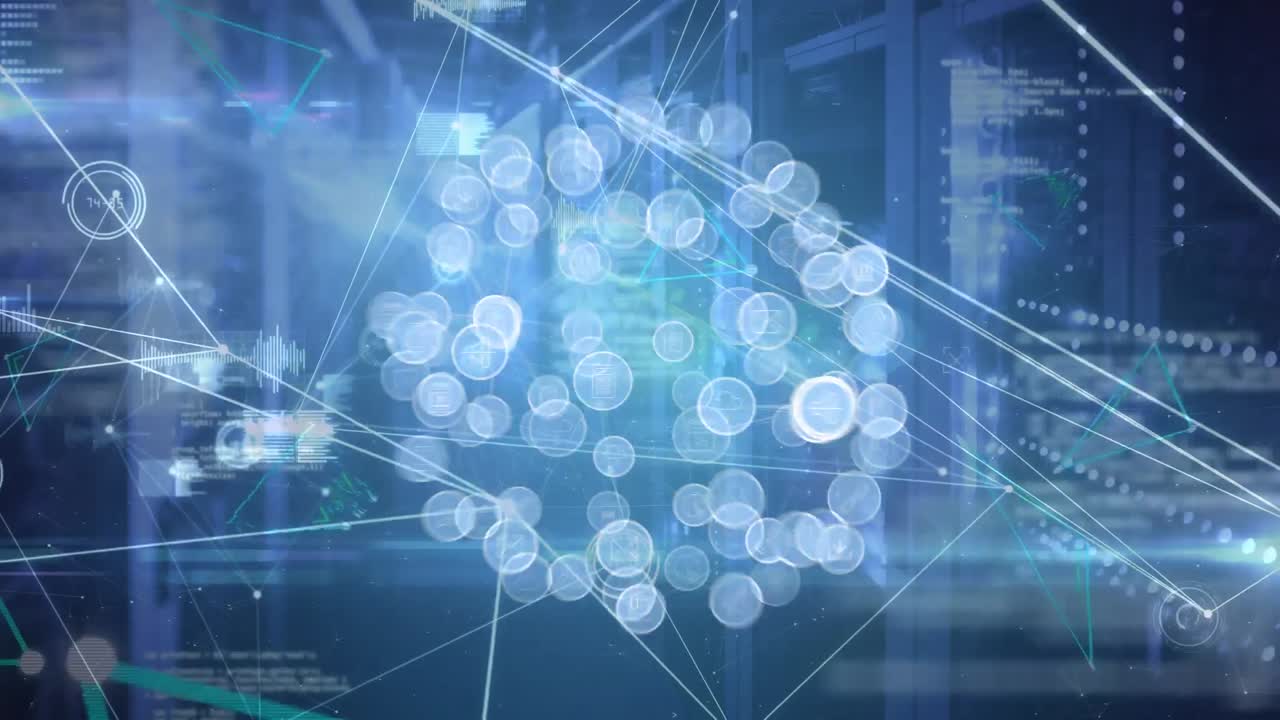 디지털 아이콘으로 연결 네트워크의 애니메이션