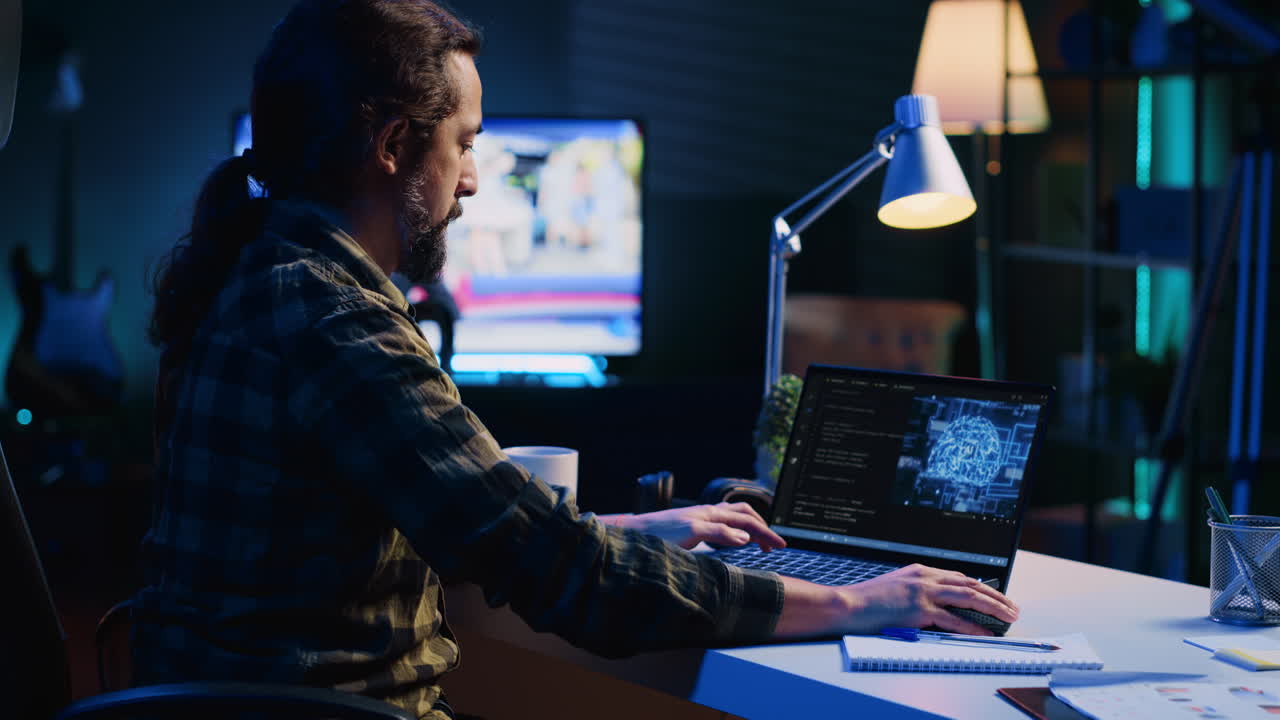 Freelancing system administrator upgrading high tech AI