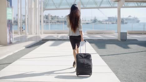 woman traveler in an urban street