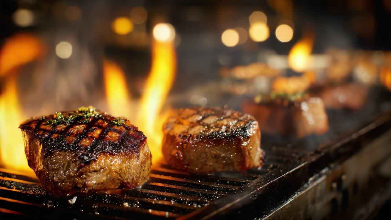 Bistecche Sfrigolanti sulla Griglia: Catturando l'Arte della Carne Cotta alla Perfezione con Fiamme Danzanti e Tecniche di Grigliatura da Acquolina in Bocca per gli Appassionati di Cucina