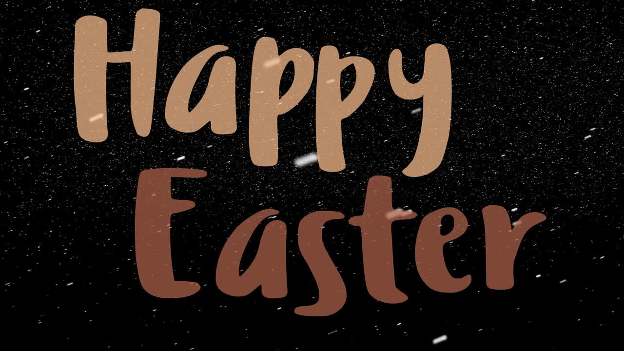 Con un effetto "play brush": la scritta "Happy Easter" rimane fissa, fiocchi bianchi si muovono in diagonale per un movimento sottile.