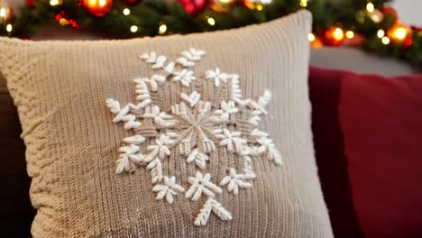 cozy christmas pillow with snowflake design