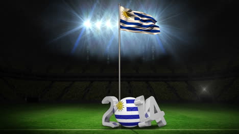 bandera nacional de uruguay ondeando en el mástil con el mensaje