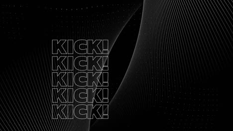 Animation of kick text over moving white grid