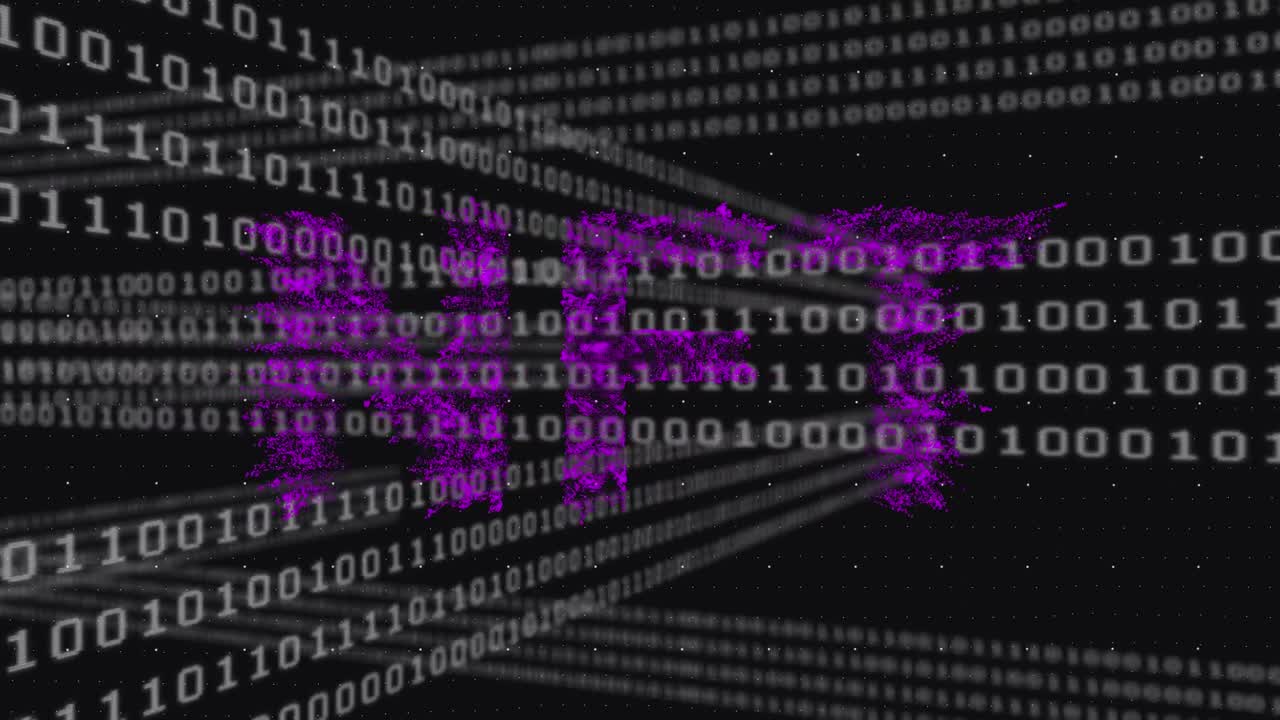 animación del procesamiento de datos y texto nft sobre fondo negro