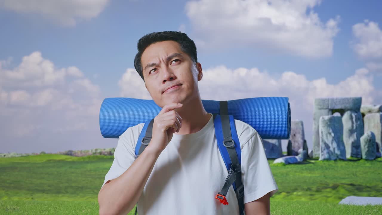 Thoughtful Traveler at Stonehenge