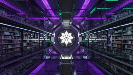 futuristic purple library