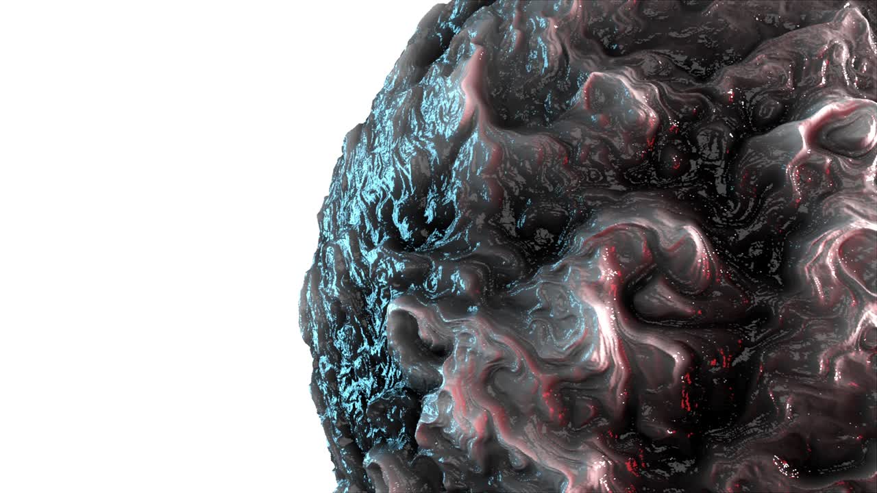 esfera de aceite generada por computadora con forma rizada. renderización 3d de fondo abstracto con textura de humo