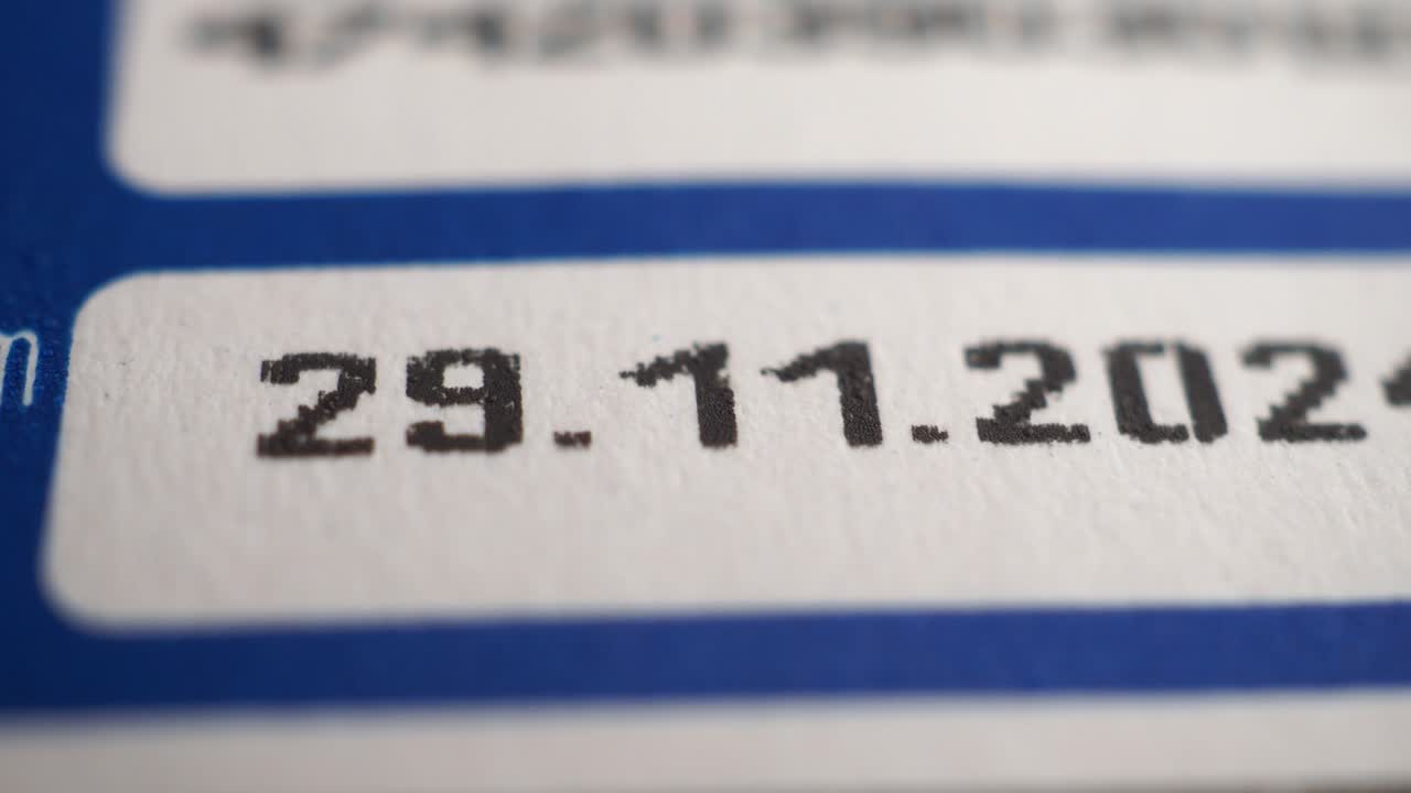 Close-up of a date label