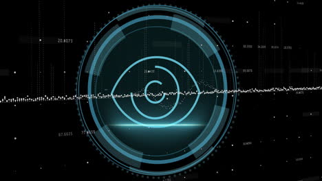 animación de la exploración del ojo y el alcance sobre el procesamiento de datos