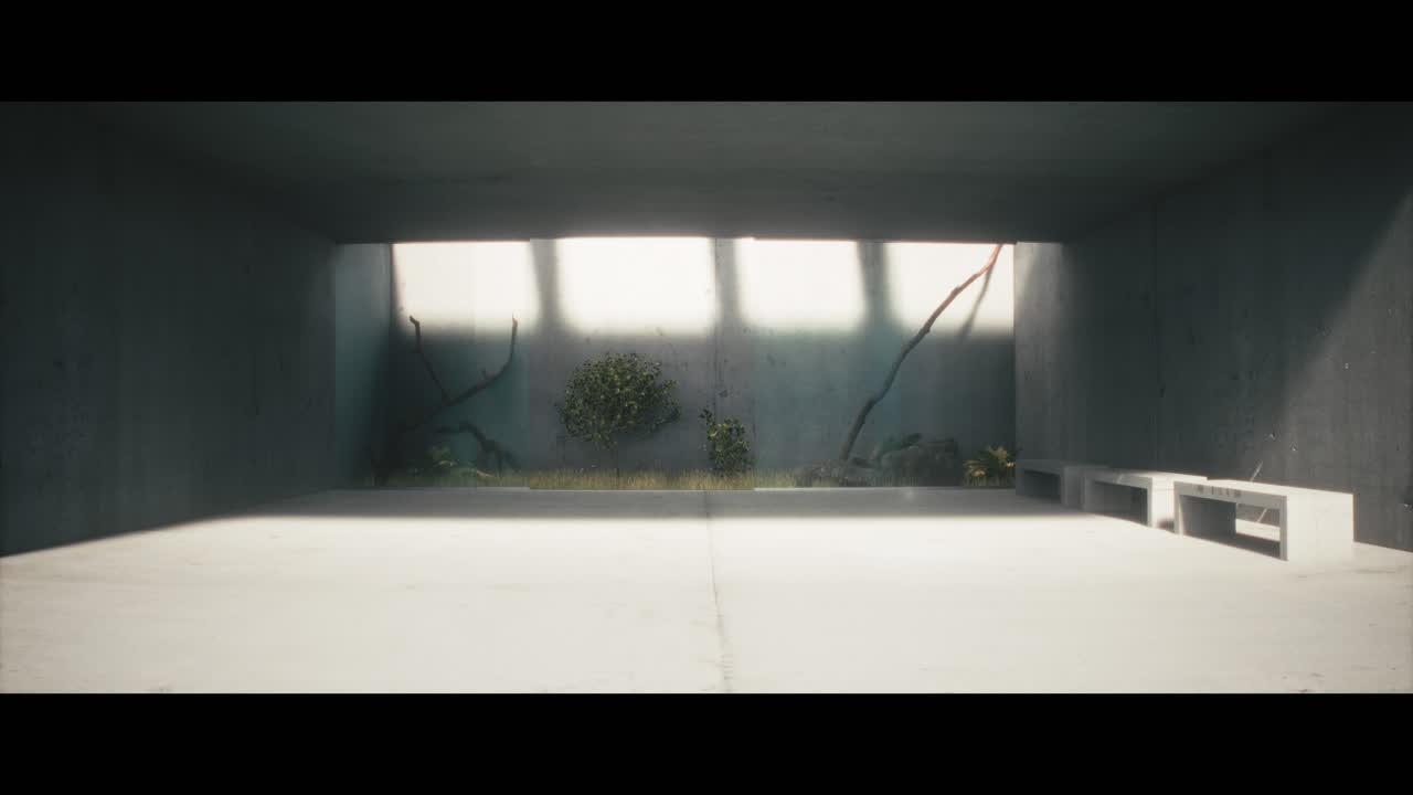 Modern Concrete Interior with Garden