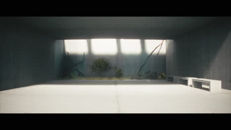 modern concrete interior with garden