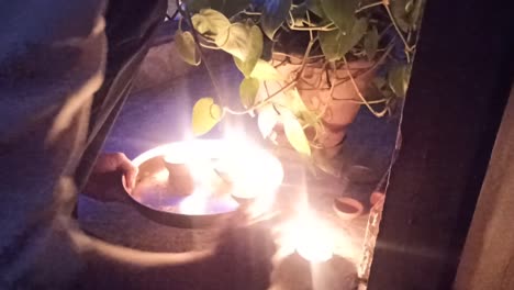 lighting diya ,