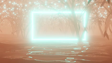 a looping animation of a 3d forest, forest in the haze. trees in the fog. dark misty forest animation.