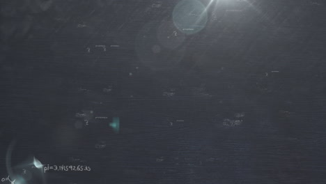 animación de fórmulas matemáticas que se mueven y parpadean sobre un fondo negro