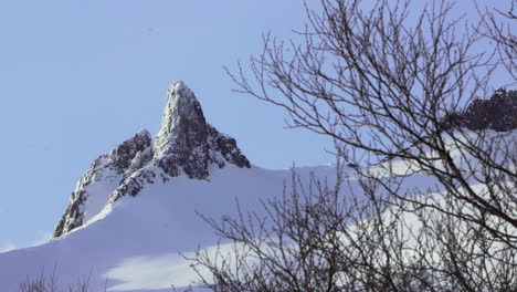 static shot of a pointy mountain peak