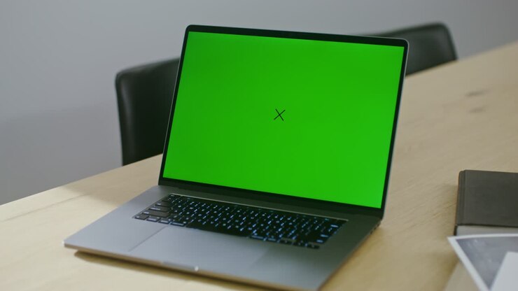 Laptop mit Greenscreen