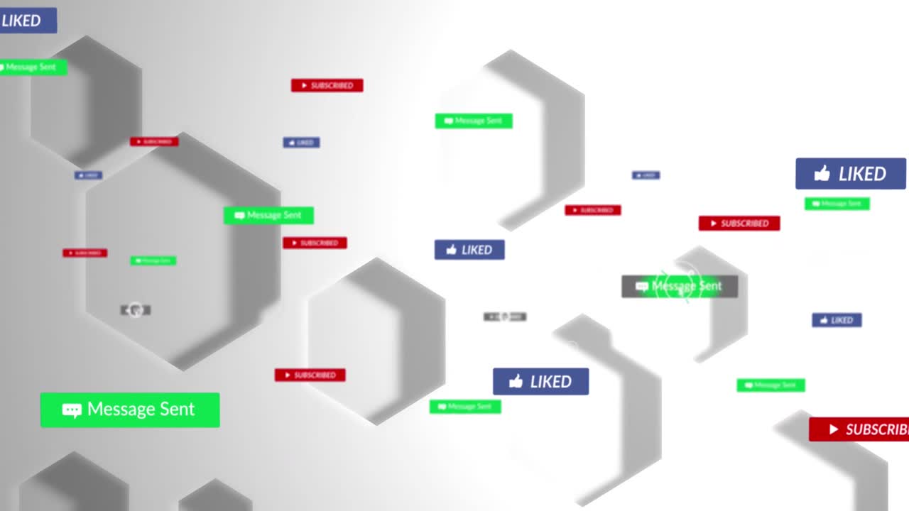 animación del procesamiento de datos de las redes sociales sobre un patrón abstracto
