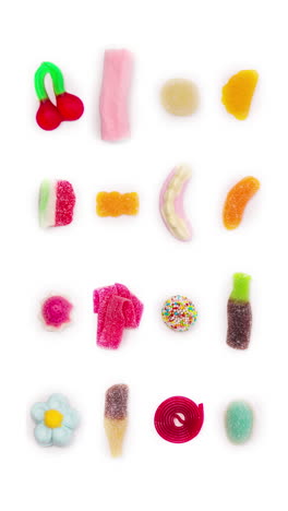 sweets and candies in vertical