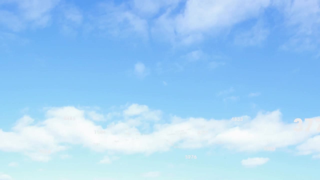 하늘 위에서 처리되는 숫자의 애니메이션