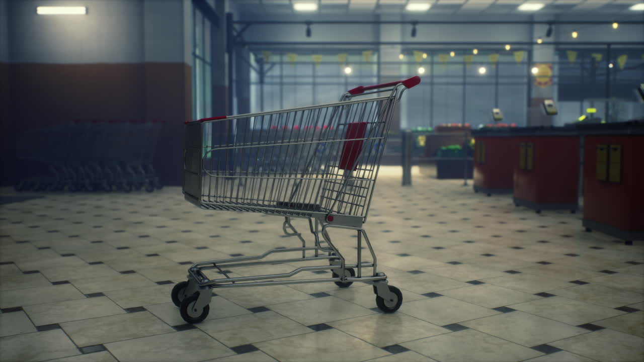 코로나19 코로나바이러스 전염병으로 인해 폐쇄된 비어있는 슈퍼마켓