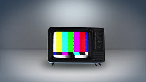 vintage television set green background with noise, color bars and static loop animation.