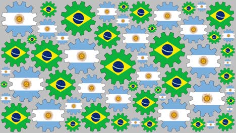banderas argentinas y brasileñas girando en el fondo