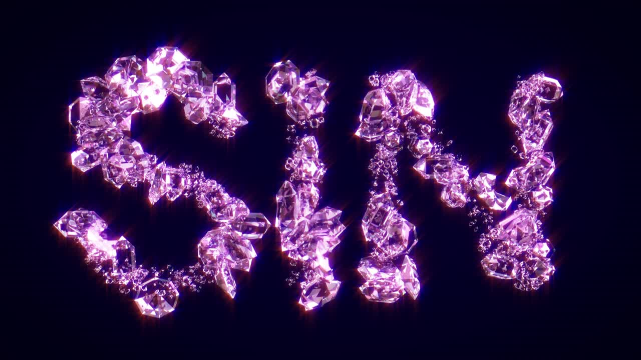 - 빛나는 분홍색 다이아몬드로 만든 죄의 텍스트, 고립 - 루프 비디오
