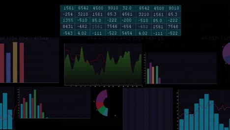 animación del procesamiento de datos financieros sobre un fondo negro