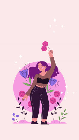 woman celebrating with flowers