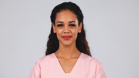 Medical-nurse,-portrait-and-a-woman-in-studio