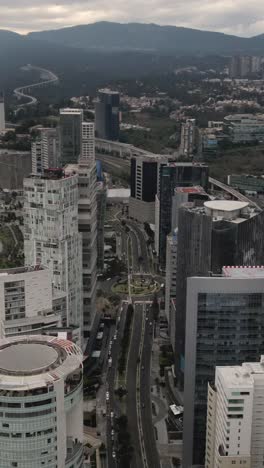 vertical aerial hyperlapse above santa fe, mexico city