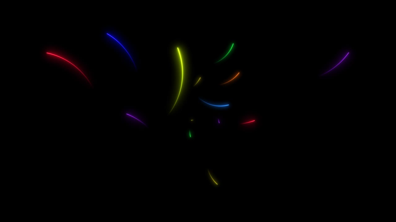 All rainbow colorful hundred arrows motion random moving on the black screen