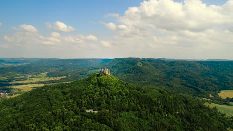 Hohenzollern-Castle,-Germany.-Aerial-FPV-drone-flights.