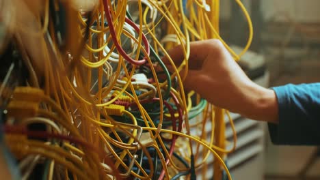 networking service. network engineer administrator checking server hardware equipment of data center