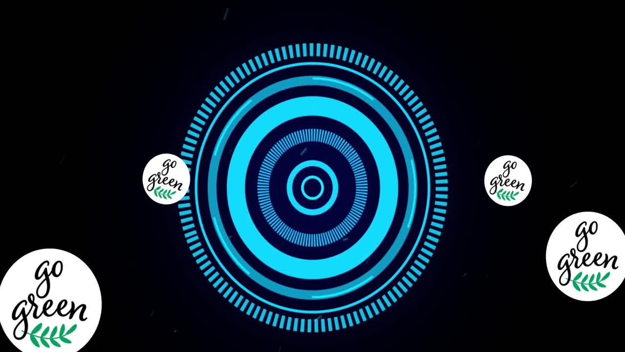 animación de texto verde con bombillas sobre escaneo de alcance en fondo negro