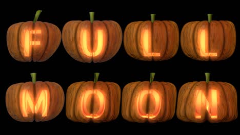 carved pumpkin letters  forming the text  full moon